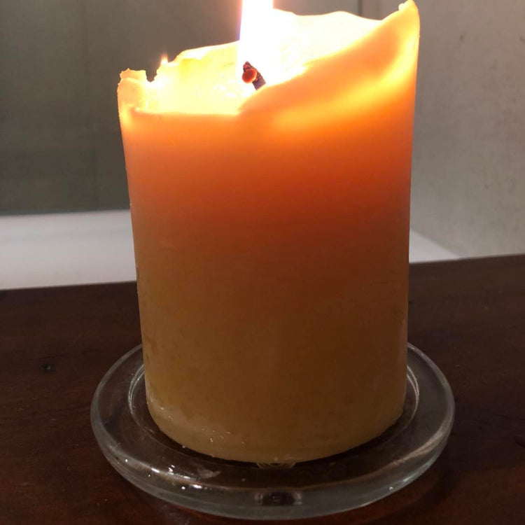 Glass Beeswax Candle Holder